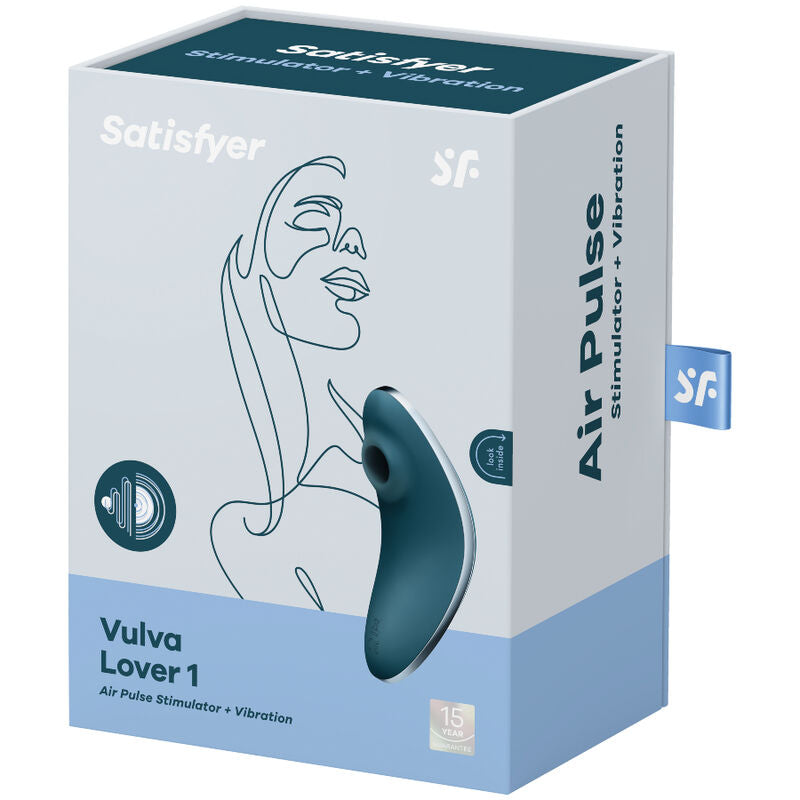 SATISFYER - VULVA LOVER 1 STIMULATEUR CLITORIDIEN ET VIBROMASSEUR AIR PULSE BLEU