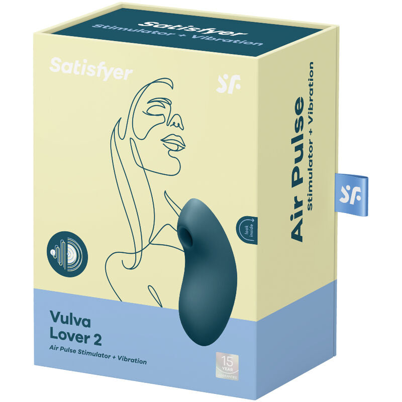 SATISFYER - STIMULATEUR CLITORIDIEN ET VIBROMASSEUR VULVA LOVER 2 AIR PULSE BLEU