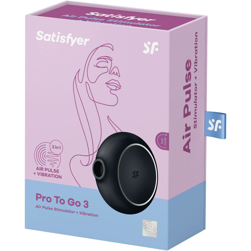SATISFYER - STIMULATEUR CLITORIDIEN DOUBLE AIR PULSE PRO TO GO 3 NOIR