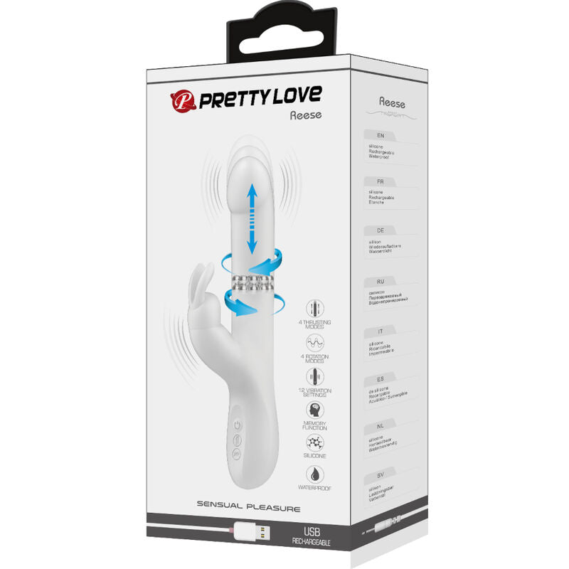 PRETTY LOVE - VIBROMASSEUR RABBIT REESE ROTATIF ARGENTÉE