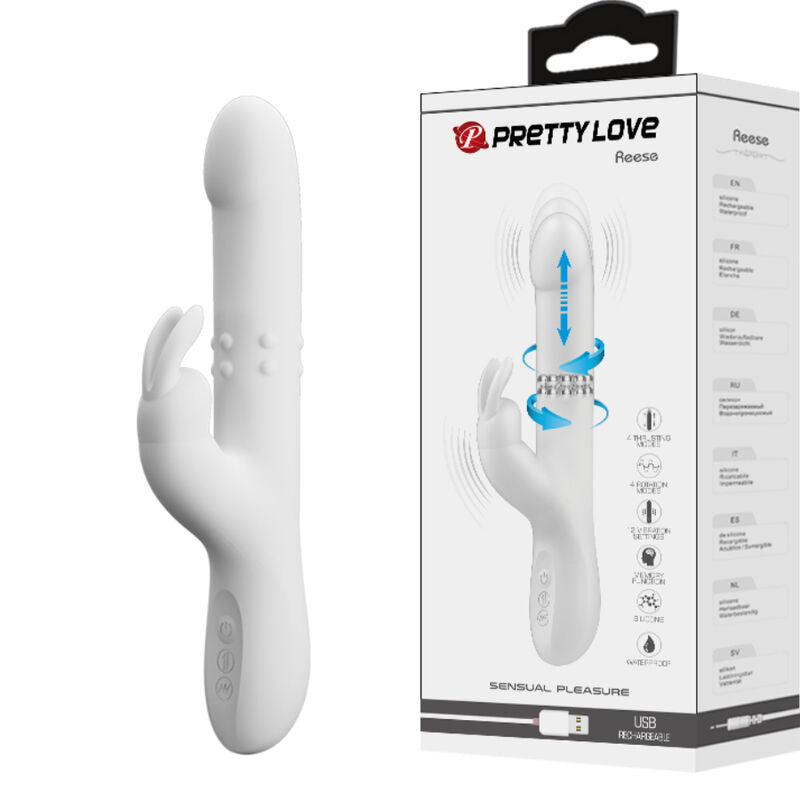 PRETTY LOVE - VIBROMASSEUR RABBIT REESE ROTATIF ARGENTÉE