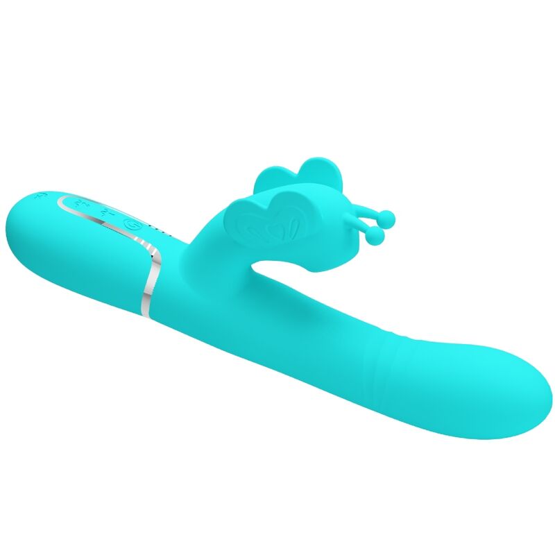 PRETTY LOVE - VIBROMASSEUR RABBIT MULTIFONCTION 4 EN 1 PAPILLON AQUA VERT