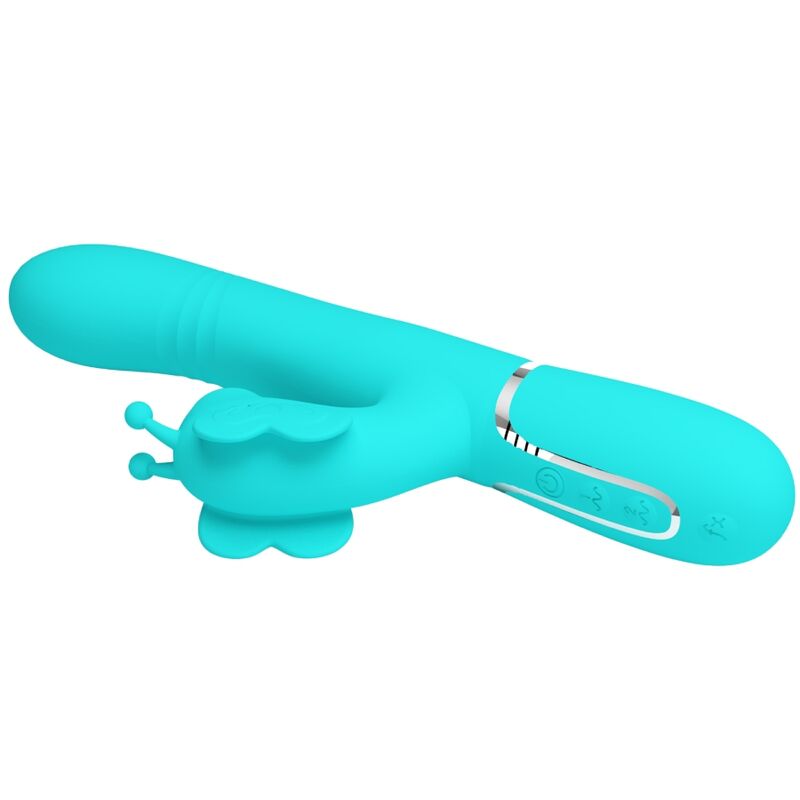 PRETTY LOVE - VIBROMASSEUR RABBIT MULTIFONCTION 4 EN 1 PAPILLON AQUA VERT