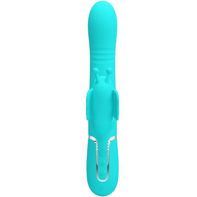 PRETTY LOVE - VIBROMASSEUR RABBIT MULTIFONCTION 4 EN 1 PAPILLON AQUA VERT