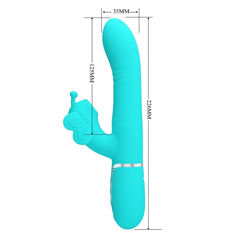 PRETTY LOVE - VIBROMASSEUR RABBIT MULTIFONCTION 4 EN 1 PAPILLON AQUA VERT