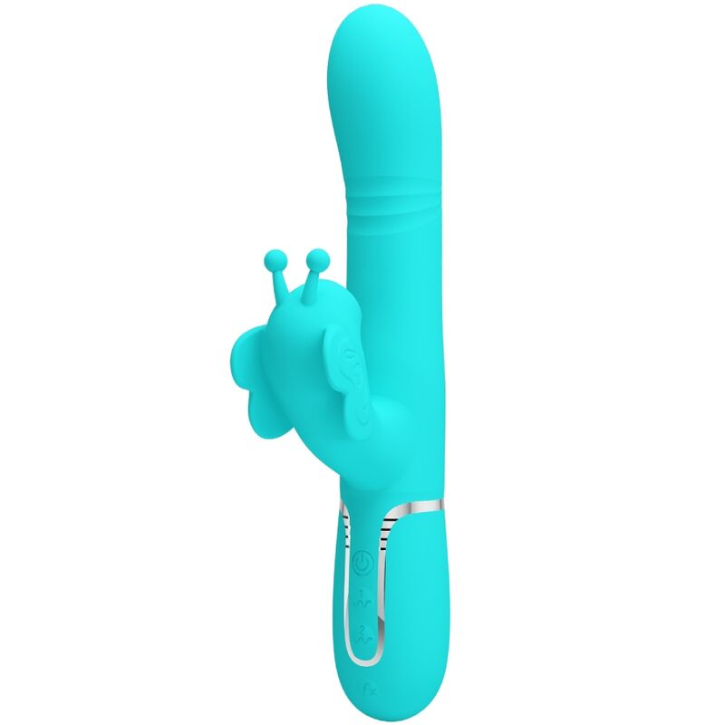 PRETTY LOVE - VIBROMASSEUR RABBIT MULTIFONCTION 4 EN 1 PAPILLON AQUA VERT