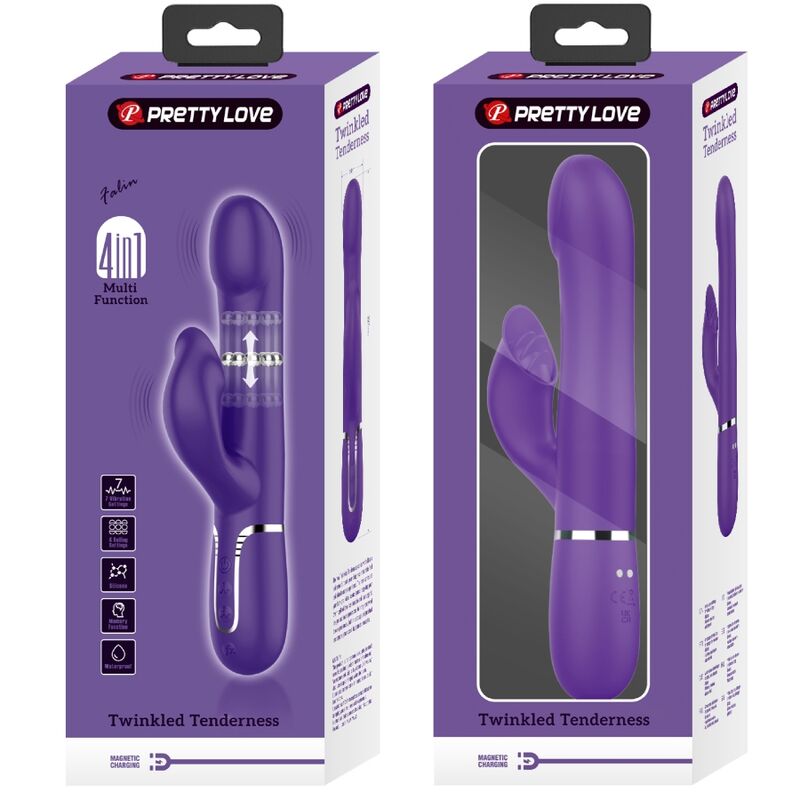 PRETTY LOVE - ZALIN PERLES VIBROMASSEUR RABBIT 4 EN 1 VIOLET