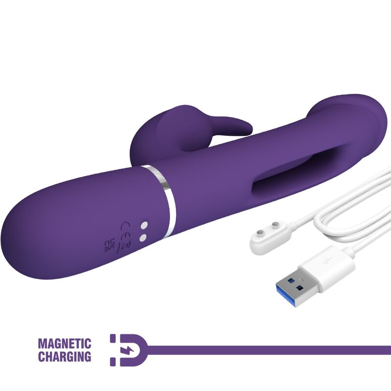 PRETTY LOVE - VIBROMASSEUR RABBIT 3 EN 1 KAMPAS AVEC LANGUE VIOLET