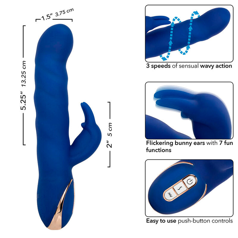 CALEXOTICS - JACK VIBROMASSEUR RABBIT WAVE MOTION BLEU