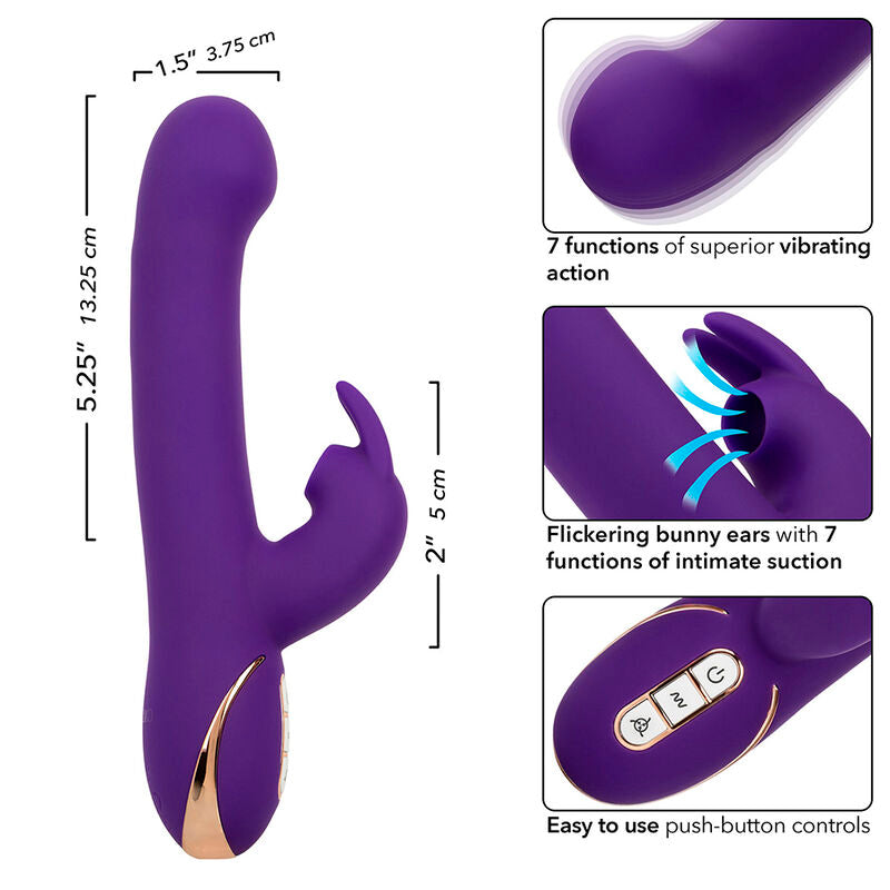 CALEXOTICS - JACK RABBIT VIBROMASSEUR ET STIMULATEUR 7 NIVEAUX DE VIBRATION ET ONDES STIMULANTES BLEU