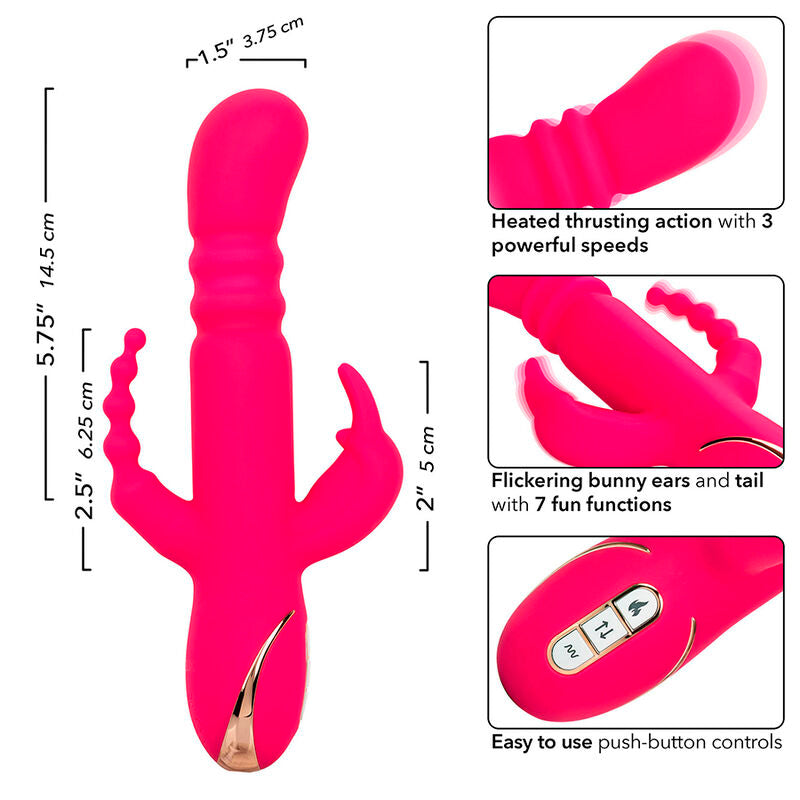 CALEXOTICS - JACK FANTASY TRIPLE VIBROMASSEUR RABBIT CHAUFFANT ROSE