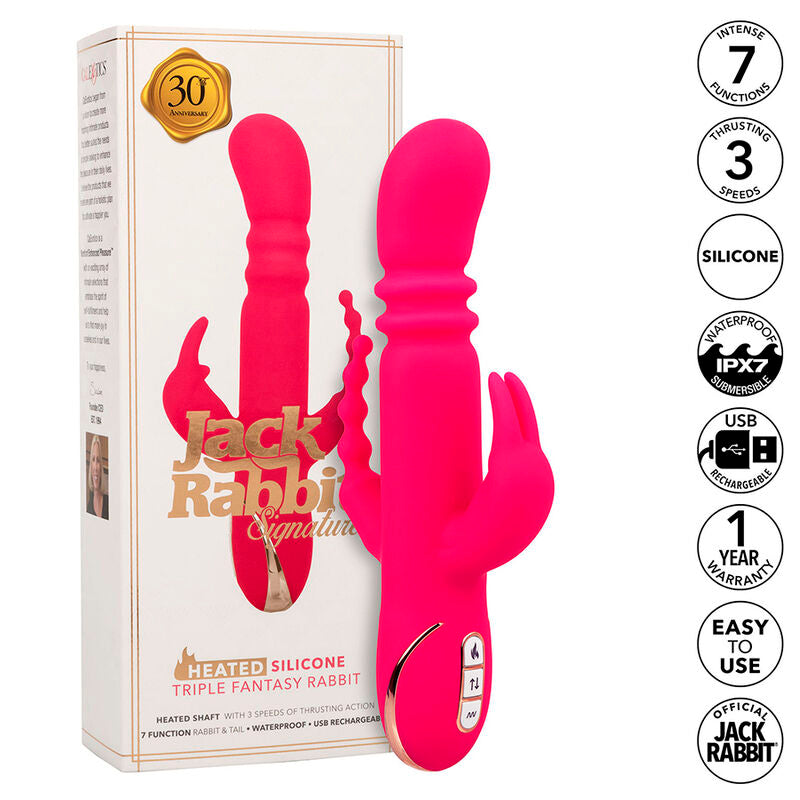 CALEXOTICS - JACK FANTASY TRIPLE VIBROMASSEUR RABBIT CHAUFFANT ROSE