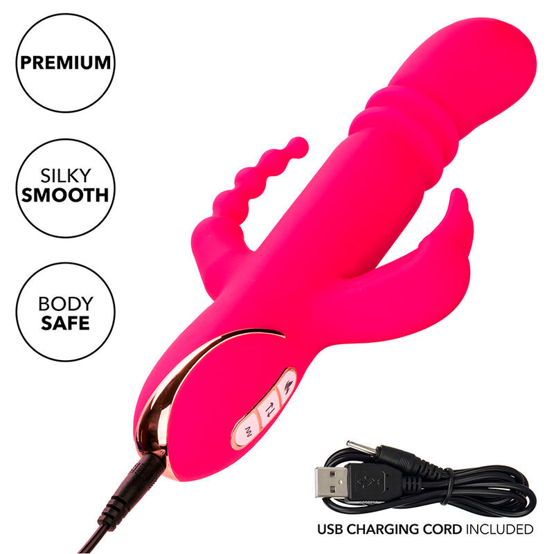 CALEXOTICS - JACK FANTASY TRIPLE VIBROMASSEUR RABBIT CHAUFFANT ROSE