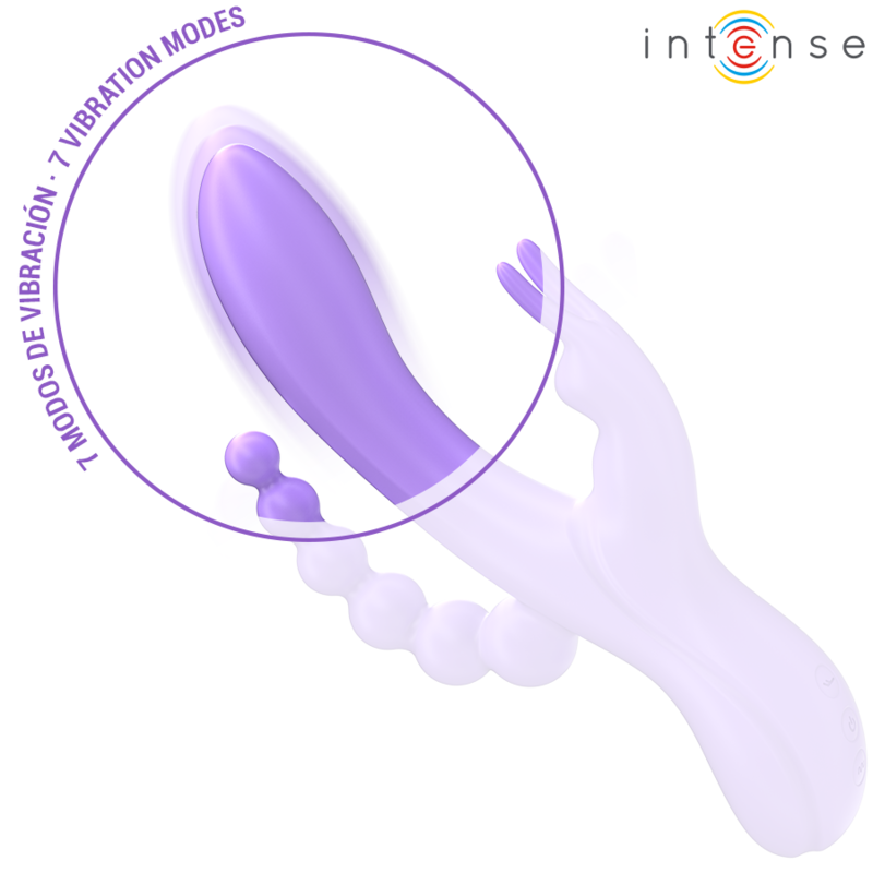 INTENSE - MIKO TRIPLE VIBROMASSEUR RABBIT & STIMULATEUR ANAL 7 VIBRATIONS VIOLET