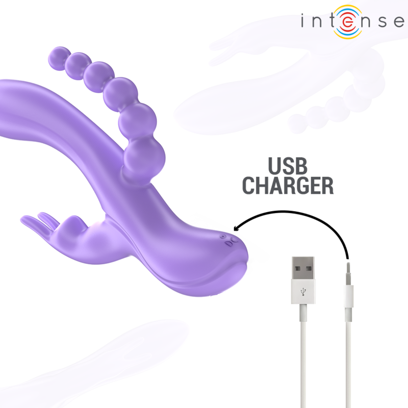 INTENSE - MIKO TRIPLE VIBROMASSEUR RABBIT & STIMULATEUR ANAL 7 VIBRATIONS VIOLET