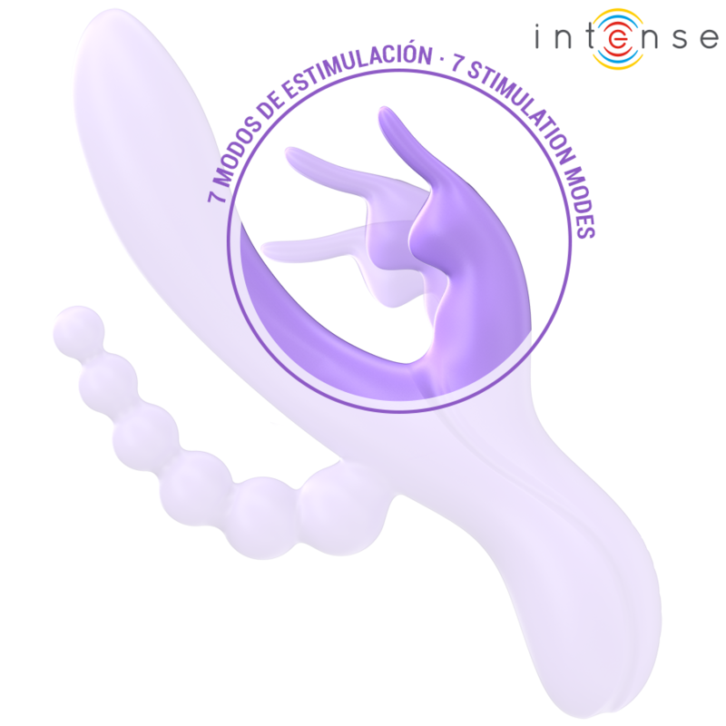 INTENSE - MIKO TRIPLE VIBROMASSEUR RABBIT & STIMULATEUR ANAL 7 VIBRATIONS VIOLET