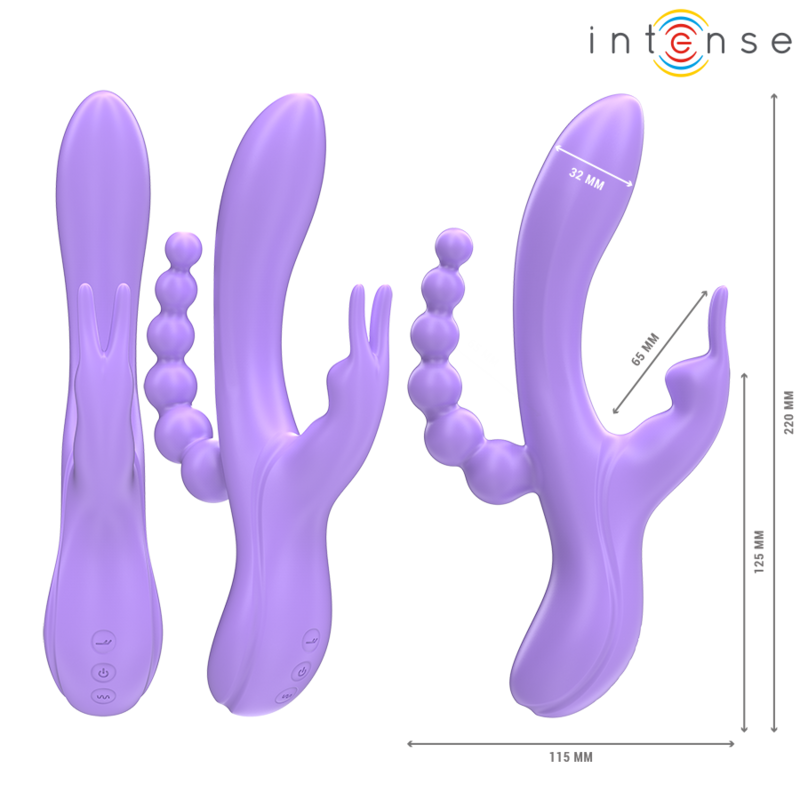 INTENSE - MIKO TRIPLE VIBROMASSEUR RABBIT & STIMULATEUR ANAL 7 VIBRATIONS VIOLET
