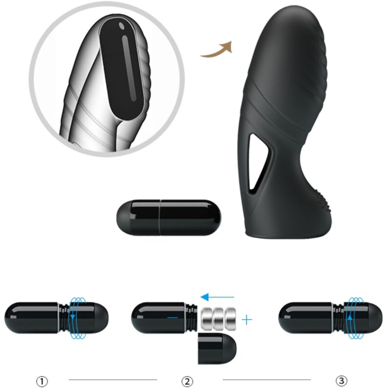 PRETTY LOVE - ALAN VIBROMASSEUR DE DOIGTS EN SILICONE NOIR