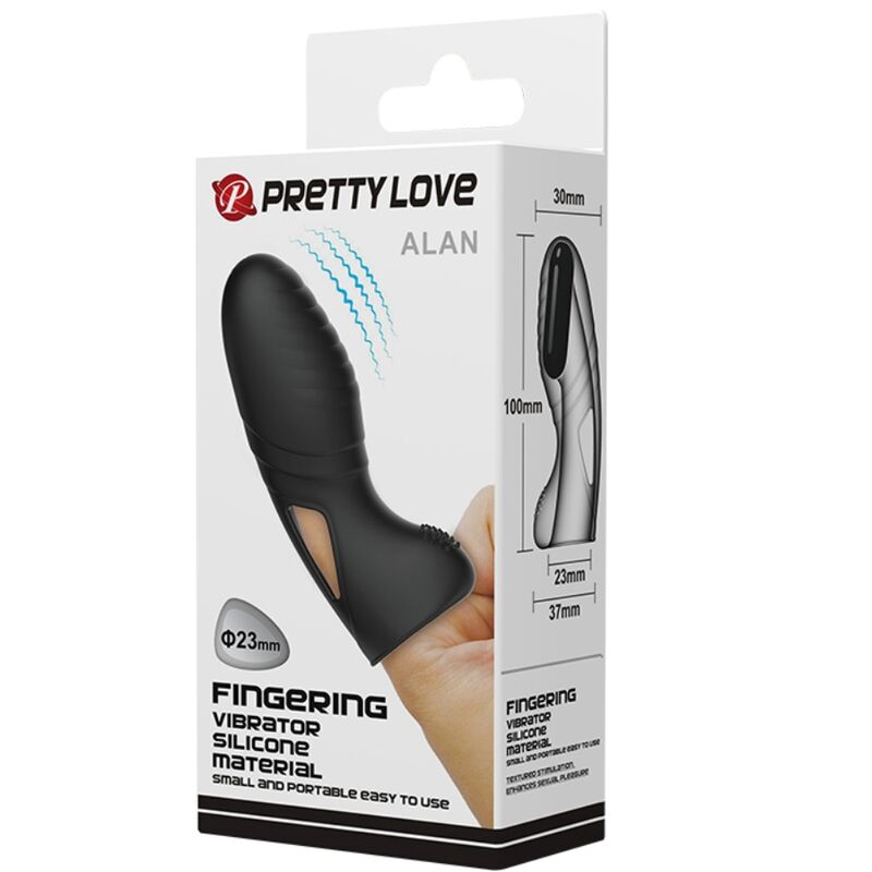 PRETTY LOVE - ALAN VIBROMASSEUR DE DOIGTS EN SILICONE NOIR