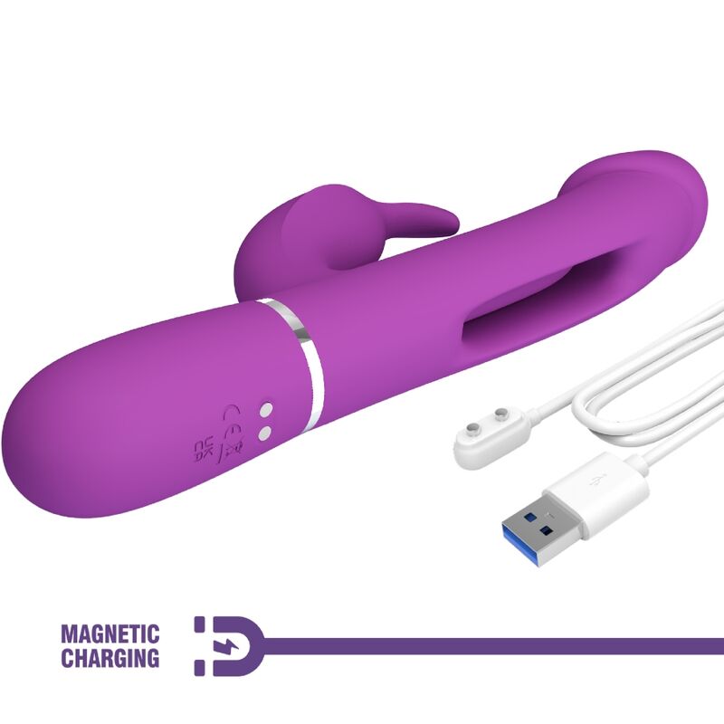 PRETTY LOVE - KAMPAS VIBROMASSEUR RABBIT MULTIFONCTION 3 EN 1 VIOLET