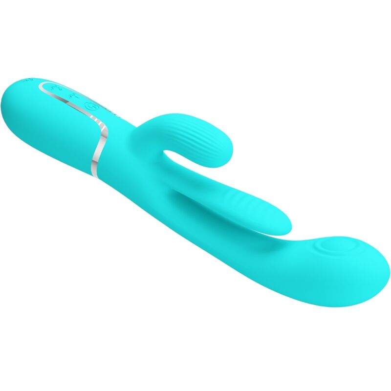PRETTY LOVE - SHANIA TRIPLE VIBROMASSEUR RABBIT MULTIFONCTION 3 EN 1 BLEU