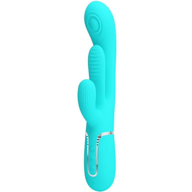 PRETTY LOVE - SHANIA TRIPLE VIBROMASSEUR RABBIT MULTIFONCTION 3 EN 1 BLEU