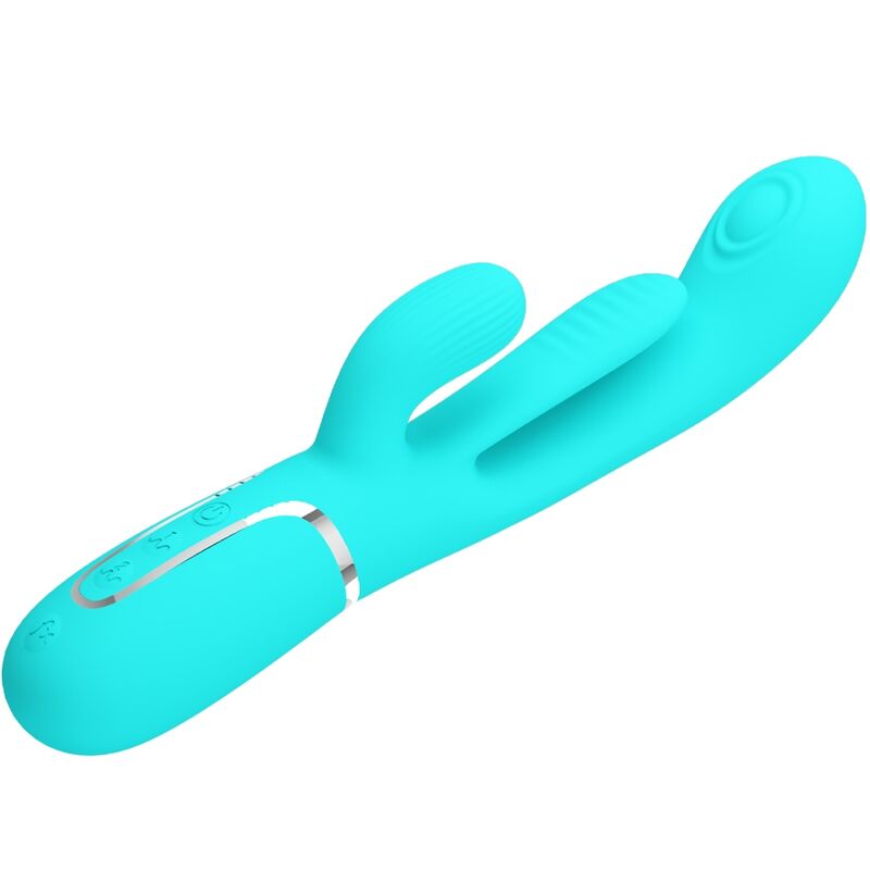PRETTY LOVE - SHANIA TRIPLE VIBROMASSEUR RABBIT MULTIFONCTION 3 EN 1 BLEU