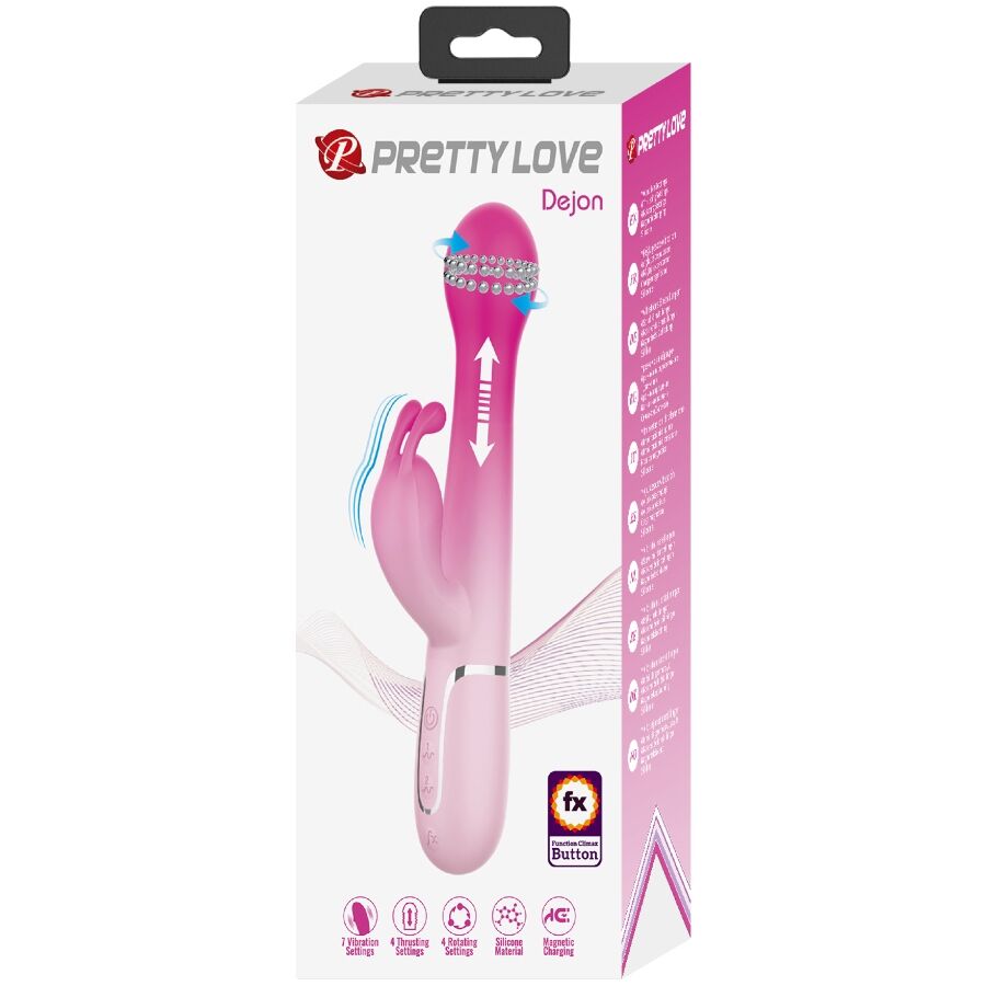 PRETTY LOVE - VIBROMASSEUR RABBIT MULTIFONCTION 3 EN 1 DEJON ROSE