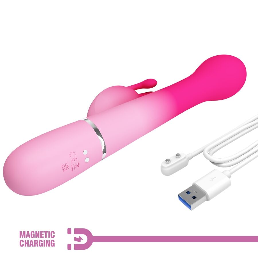 PRETTY LOVE - VIBROMASSEUR RABBIT MULTIFONCTION 3 EN 1 DEJON ROSE