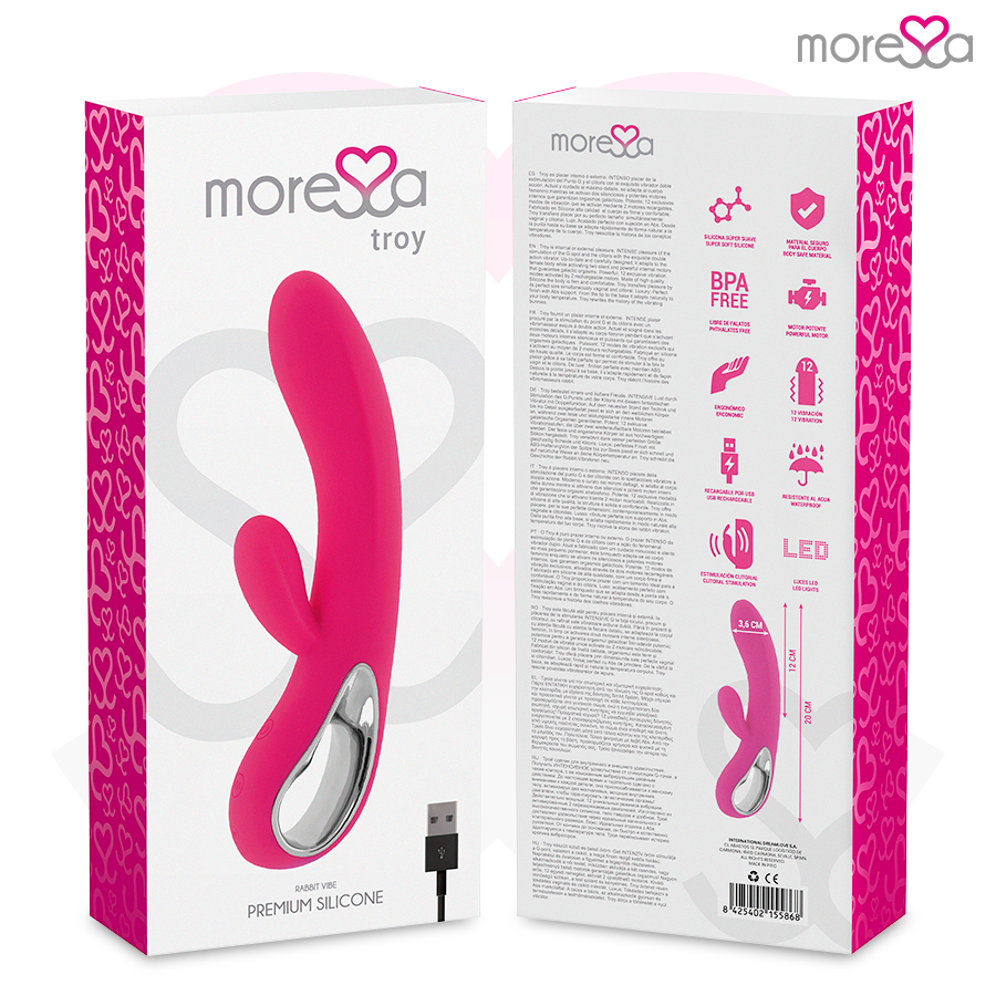 MORESSA - TROY RECHARGEABLE EN SILICONE PREMIUM VIBROMASSEUR RABBIT