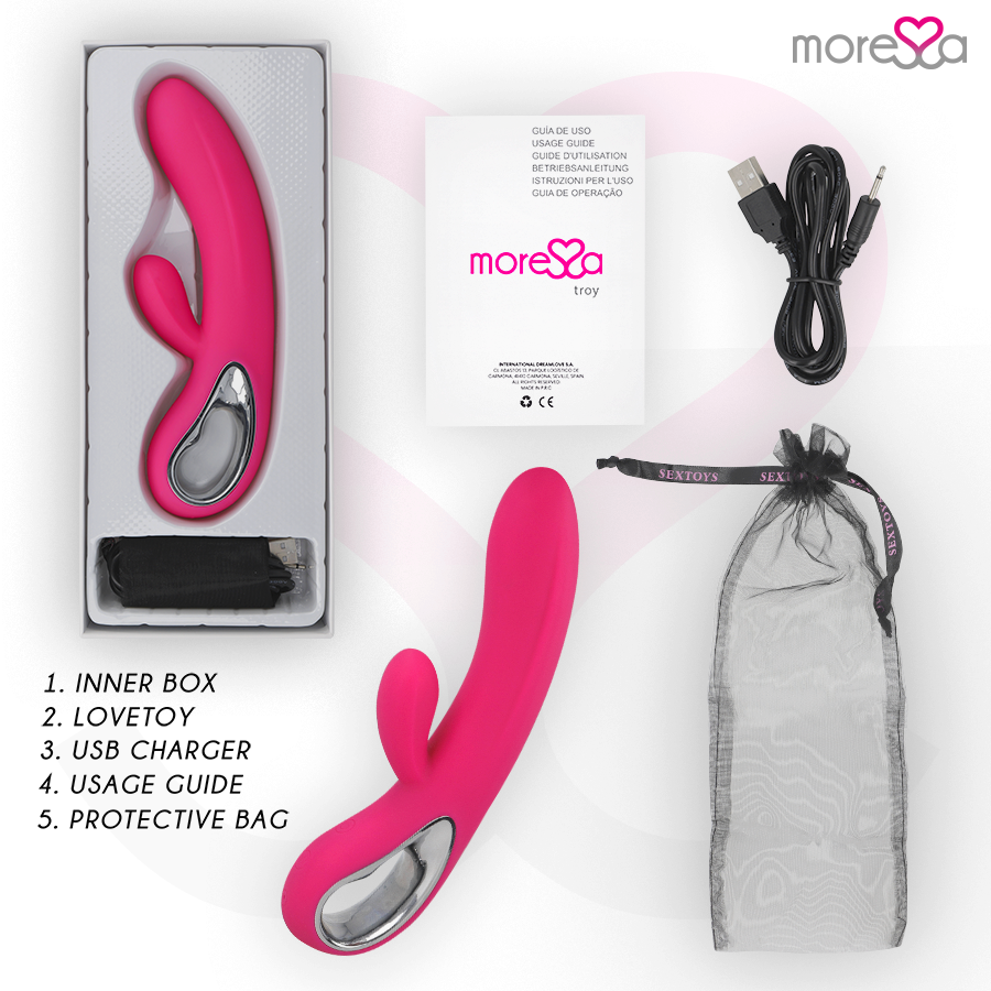 MORESSA - TROY RECHARGEABLE EN SILICONE PREMIUM VIBROMASSEUR RABBIT
