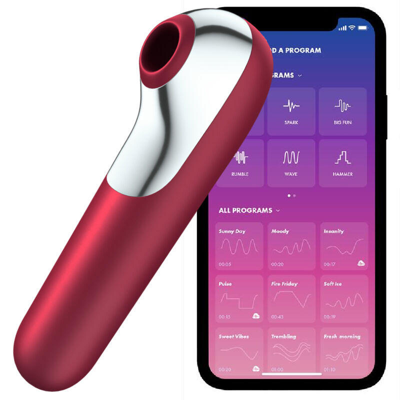 SATISFYER - STIMULATEUR CLITORIDIEN DUAL LOVE AVEC AIR PULSÉ ROUGE