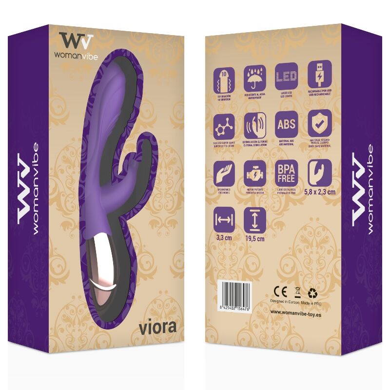 WOMANVIBE - VIBROMASSEUR RABBIT RECHARGEABLE EN SILICONE VIORA