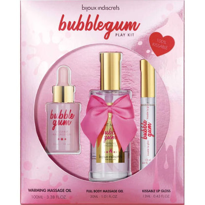 BIJOUX LOVE COSMETIQUES BIJOUX - INDISCRETS KIT DE JEU BUBBLEGUM AVEC HUILE, GEL ET BRILLANT LÈVRES
