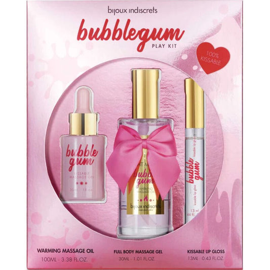 BIJOUX LOVE COSMETIQUES BIJOUX - INDISCRETS KIT DE JEU BUBBLEGUM AVEC HUILE, GEL ET BRILLANT LÈVRES