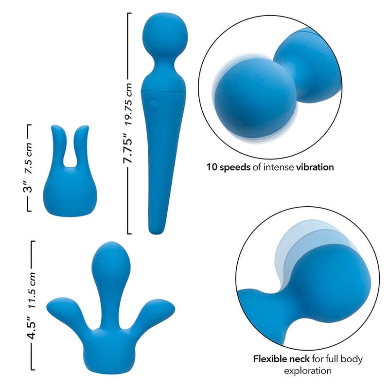 CALEXOTICS CALEXOTICS - COUTURE KIT VIBRATEUR WAND 10 VIBRATIONS BLEU