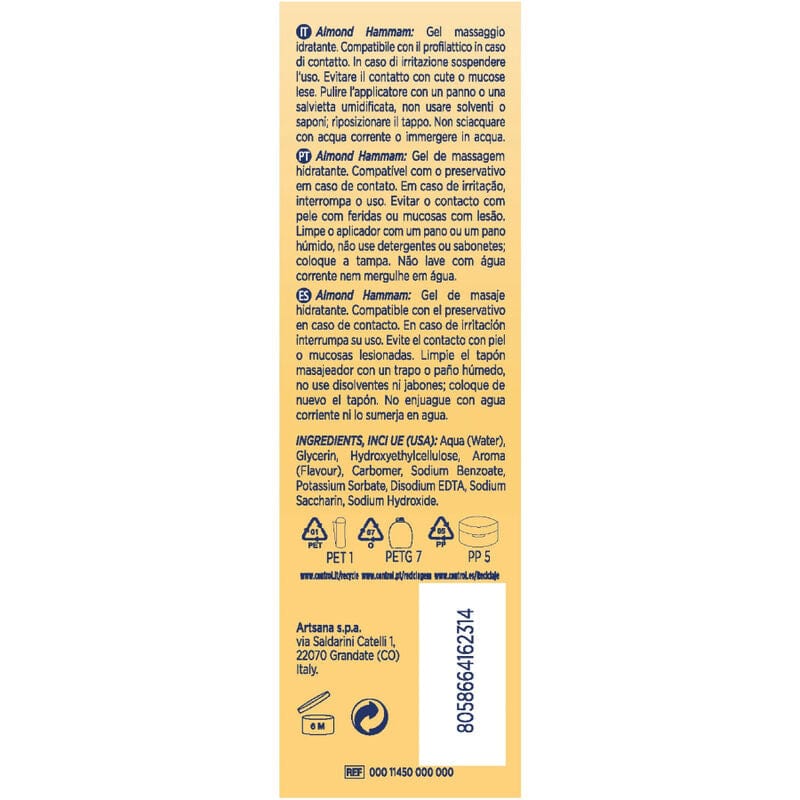 CONTROL LUBES CONTROL - GEL DE MASSAGE HAMMAM AUX AMANDES 3 EN 1 200 ML