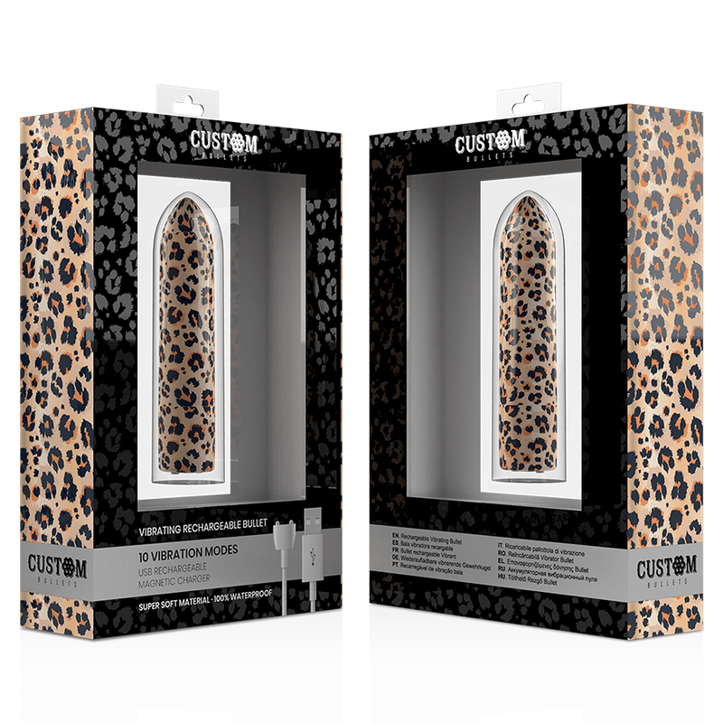 CUSTOM BULLETS CUSTOM BULLETS - MINI VIBROMASSEUR RECHARGEABLE LEOPARD 10 INTENSITIES