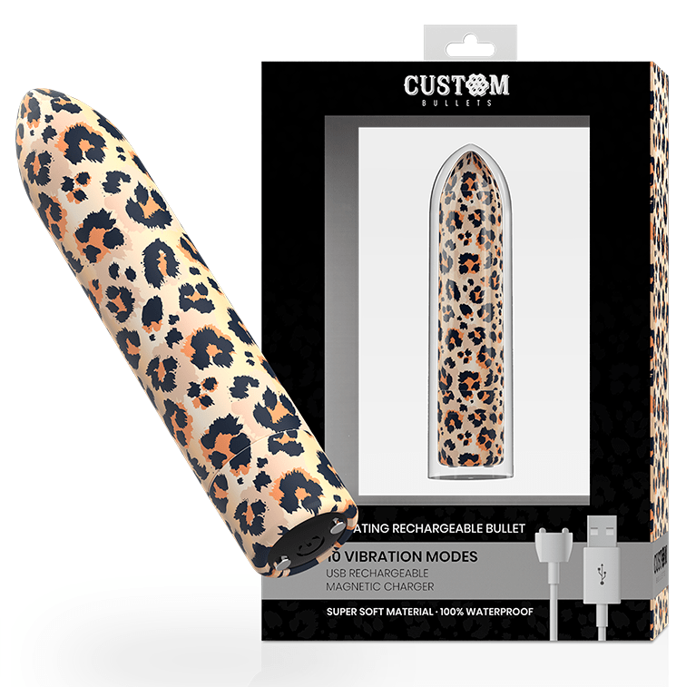 CUSTOM BULLETS CUSTOM BULLETS - MINI VIBROMASSEUR RECHARGEABLE LEOPARD 10 INTENSITIES