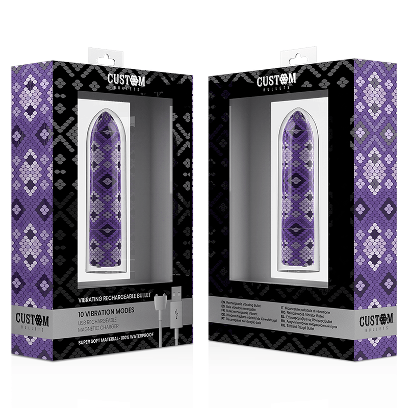 CUSTOM BULLETS CUSTOM BULLETS - MINI VIBROMASSEUR RECHARGEABLE SNAKE PURPLE MAGNETIC BULLET 10V