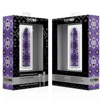 CUSTOM BULLETS CUSTOM BULLETS - MINI VIBROMASSEUR RECHARGEABLE SNAKE PURPLE MAGNETIC BULLET 10V