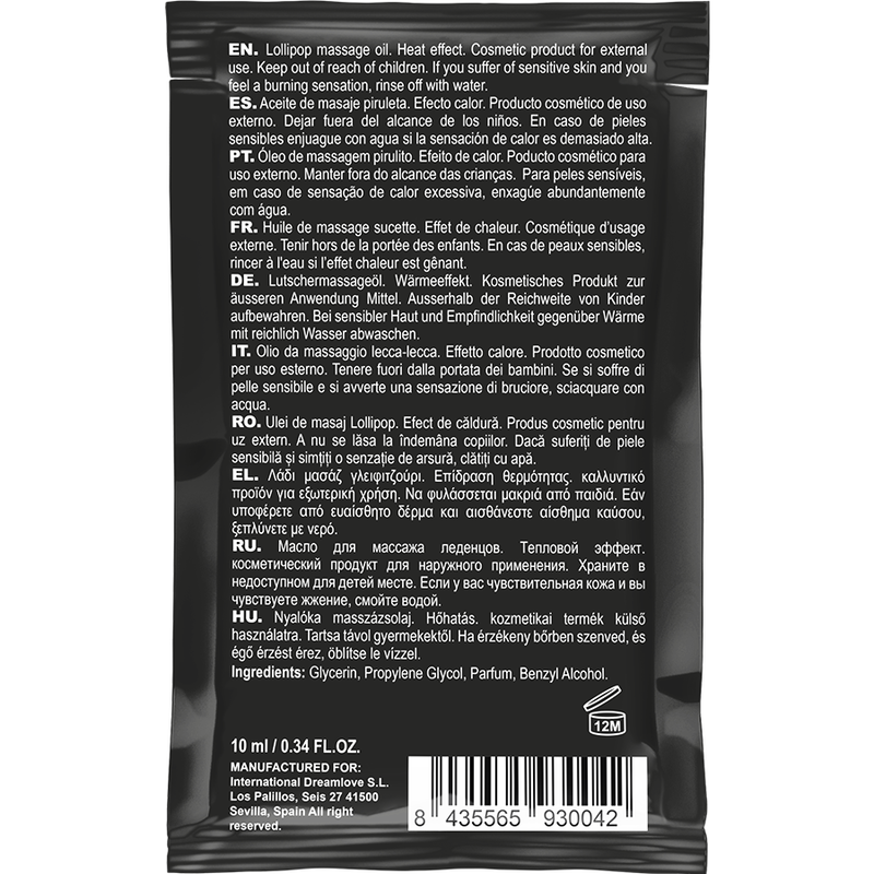 COQUETTE CHIC DESIRE - HUILE DE MASSAGE COMESTIBLE DE POCHE AVEC SUCETTE EFFET CHALEUR 10 ML
