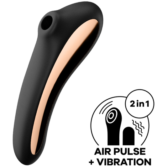 SATISFYER - STIMULATEUR CLITORIDIEN DUAL KISS AIR PULSE NOIR