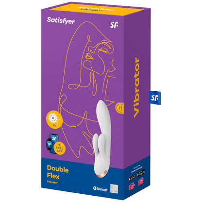 SATISFYER - APPLICATION VIBROMASSEUR RABBIT DOUBLE FLEX BLANC