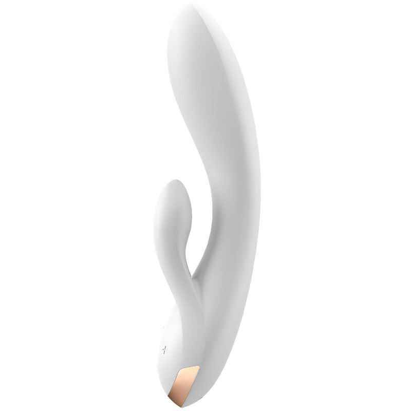 SATISFYER - APPLICATION VIBROMASSEUR RABBIT DOUBLE FLEX BLANC