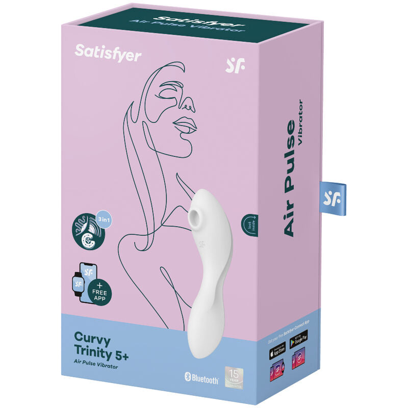 SATISFYER - APPLICATION STIMULATEUR CLITORIDIEN CURVY TRINITY 5 BLANC
