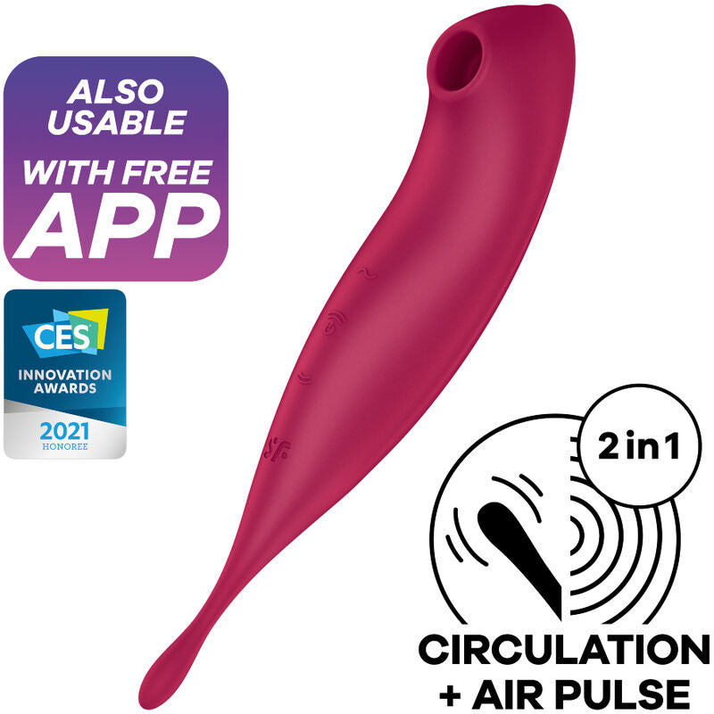 SATISFYER - APPLICATION DE STIMULATEUR ET VIBROMASSEUR TWIRLING PRO+ ROUGE