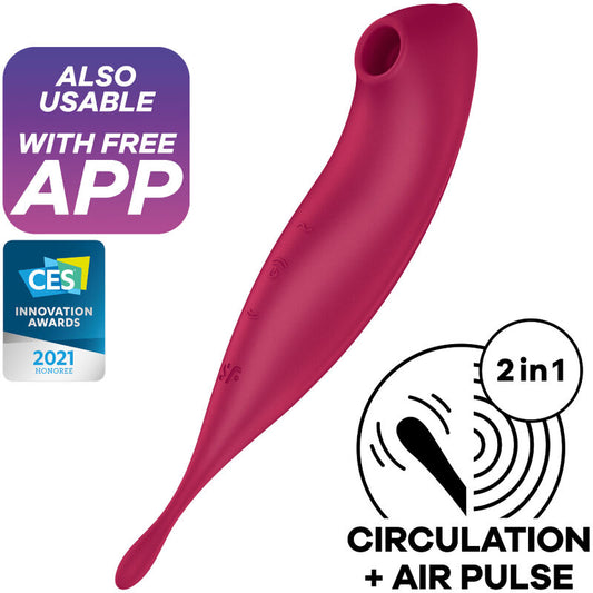 SATISFYER - APPLICATION DE STIMULATEUR ET VIBROMASSEUR TWIRLING PRO+ ROUGE