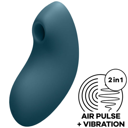 SATISFYER - STIMULATEUR CLITORIDIEN ET VIBROMASSEUR VULVA LOVER 2 AIR PULSE BLEU