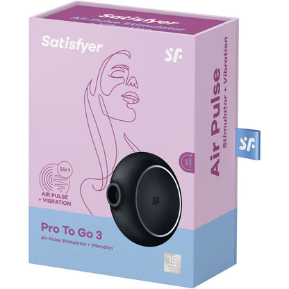 SATISFYER - STIMULATEUR CLITORIDIEN DOUBLE AIR PULSE PRO TO GO 3 NOIR